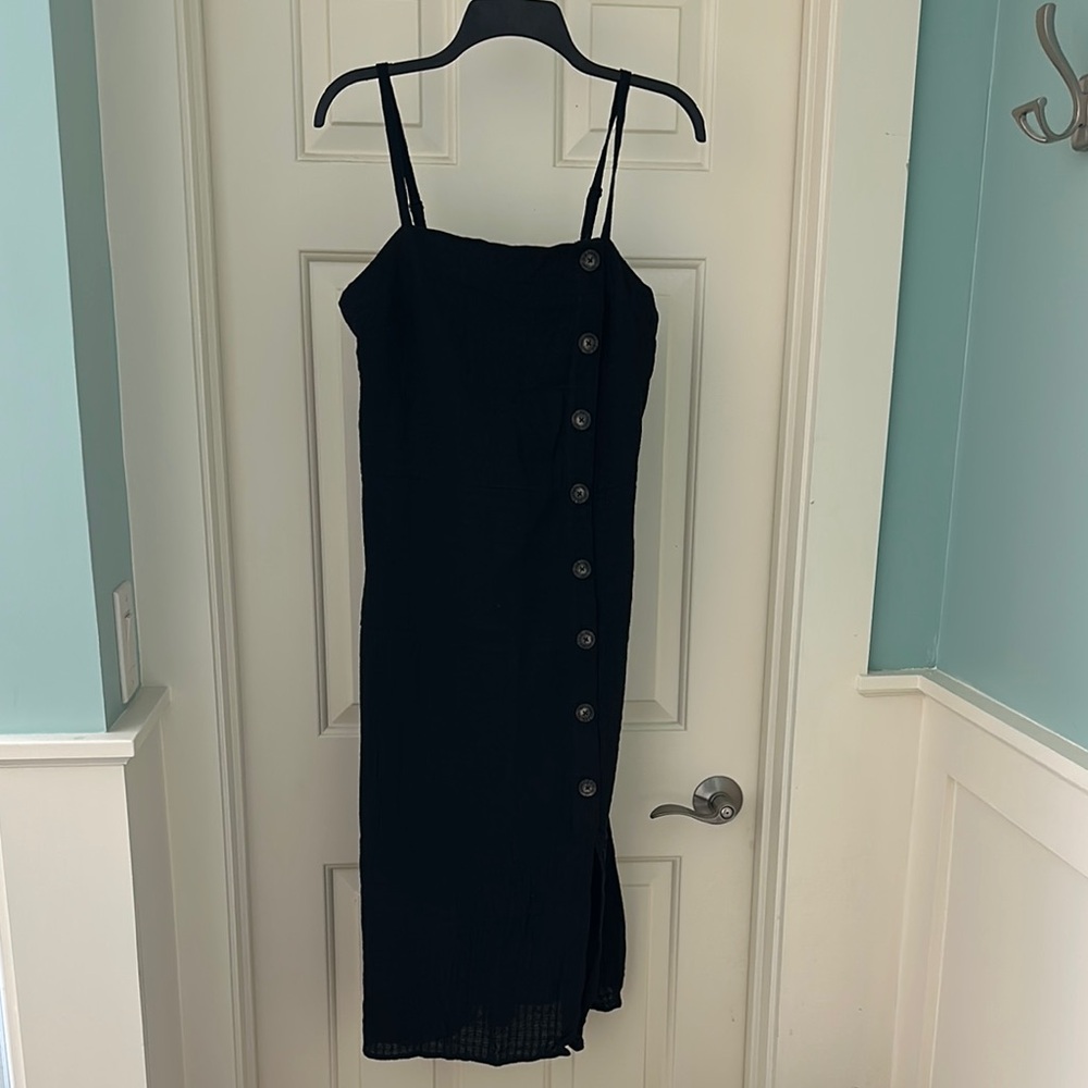 Black Sheath Spaghetti Strap Midi Dress